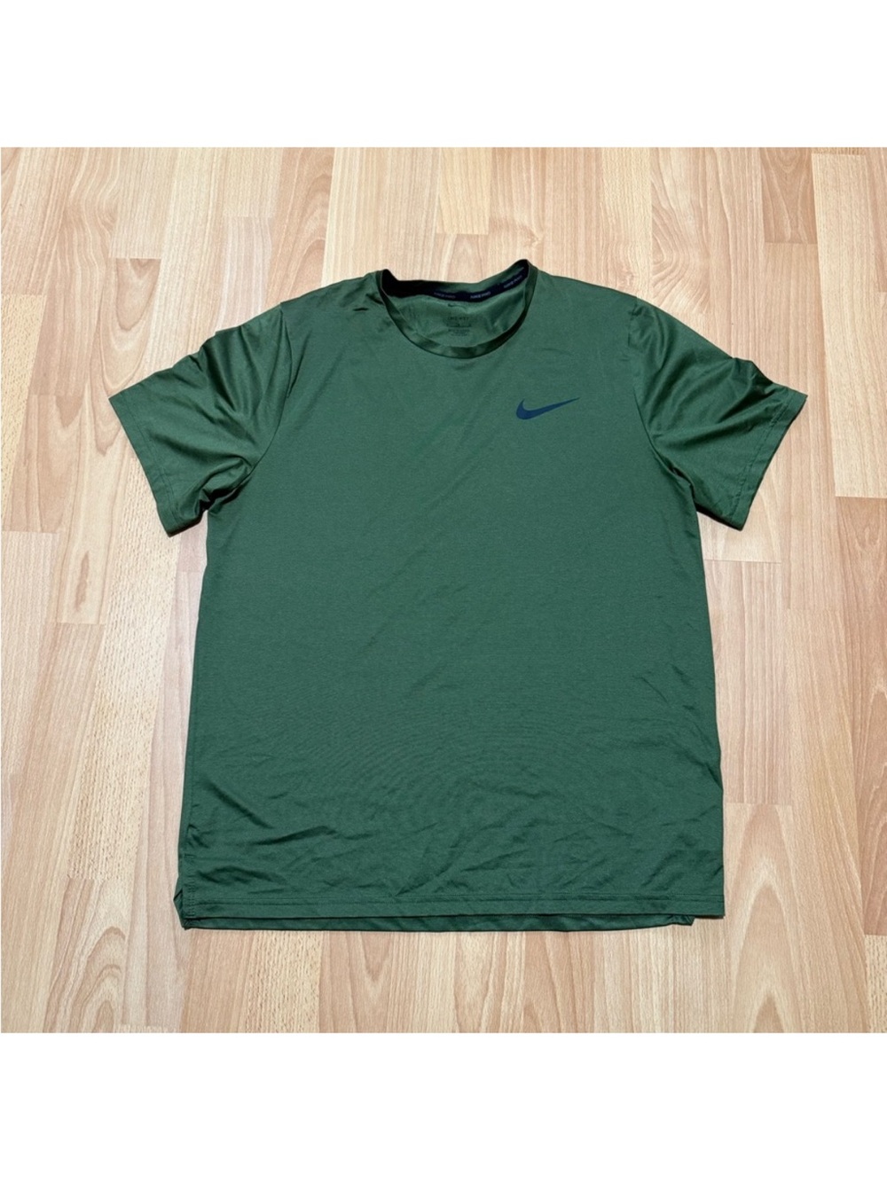 Nike Green Short-Sleeve Performance Tee with Navy Swoosh